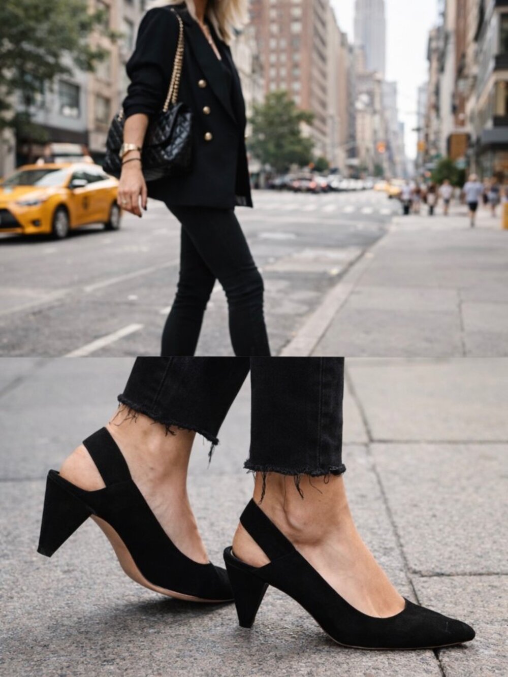 Botkier Black Suede Slingback Pumps Size 8 Pointed Toe Cone Heel Minimalist CBK